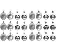 Stylish 24 BAUBLES 6cm / 2.4" Christmassy Colours Bauble Decorations (Silver)