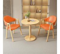 Stylish 3-Piece Round Dining Table Set for 2 - PU Upholstered Chairs Versatile Kitchen & Office Conference Table Space-Saving 60cm Home Furniture for Small Spaces
