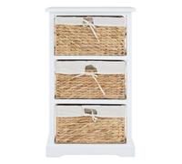 Stylish 3 Seagrass Drawer Chest, Modern Chest Of Drawers For Livingroom, Sleek Minimalist Chest For Lounge Premier Housewares White One Size