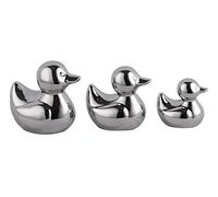 Stylish 3 Silver Ceramic Ducks in a chrome silver finish, fantastic accent for any home and excellent gift for family and friends,Set Of Ornaments
