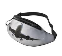 Stylish 3D Airplane Art Bumbags Waist Fanny Pack for Women Ladies Men Lightweight Bum Bag with Zip Pockets Adjustable Belt for Dog Walking Running Cycling Hiking Outdoor Sport