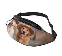 Stylish 3D Golden Retriever Dogs Puppies Bumbags Waist Fanny Pack for Women Ladies Men Lightweight Bum Bag with Zip Pockets Adjustable Belt for Dog Walking Running Cycling Hiking Outdoor Sport