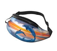 Stylish 3D Jumping Whales Bumbags Waist Fanny Pack for Women Ladies Men Lightweight Bum Bag with Zip Pockets Adjustable Belt for Dog Walking Running Cycling Hiking Outdoor Sport
