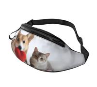 Stylish 3D Lovely Dogs Bumbags Waist Fanny Pack for Women Ladies Men Lightweight Bum Bag with Zip Pockets Adjustable Belt for Dog Walking Running Cycling Hiking Outdoor Sport