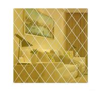 Stylish 3D Mirror Acrylic Wall Decal for Room Decoration Use on Flat Clean Surfaces Including Doors Ceilings Cabinets and Furniture Panels (Gold)