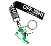 Stylish 3D Sneaker Key Chain with Wrist Lanyard, Unique Sneaker Keychain Gift for Basketball Fans Kids Men and Women (OW-Green)