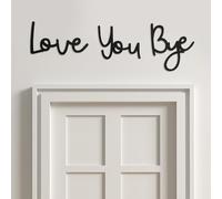 Stylish 3mm Black Wood "Love You Bye" Wall Art Sign - Modern Home Decor for Living Room & Hallway - Easy Install with Heavy Duty Double-Sided TapeC