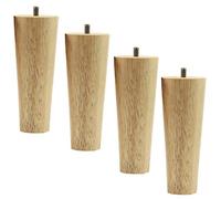Stylish 4-Pack Wooden Sofa Legs, 10cm Height, Pine Replacement Furniture Feet with Screw Mounting Plate, Angled Design for Sofas and Dressers, Enhance Home Decor