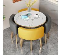 Stylish 4-Piece Round Dining Set - Modern Table & Chairs for Office Conference Room Kitchen & Dining Use; Perfect for Meetings & Entertaining Space-Saving Design