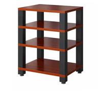 Stylish 4-Tier Corner TV Stand Teak Media Cabinet Space-Saving Audio Video Rack Ample Storage Furniture for Small Spaces Modern Floor Media Stand (23.6"x18.8"x30.9")