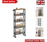 Stylish 5-Tier Rolling Cart - Perfect for Small Spaces & Easy Assembly