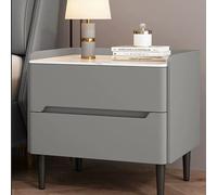 Stylish 50cm Modern Nightstand with Drawers Solid Wood Frame & Scratch Resistant Leather Cover - Perfect for Bedroom & Living Room - Orange & Light Grey 15.75in