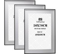 Stylish 50x70cm Black White Poster Frames Set of 3 with Acid-Free Mounts for 40x60cm - Durable Two-Tone Wall & Tabletop Picture Frames for Home Decor