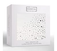 Stylish 6.5 x 6.5 Inch Silver Napkins -100 Pack of White and Silver Lunch Napkin - Add Sparkle to Your Event with Party Napkins - 3 Ply Paper- Disposable Wedding or Dessert Napkin