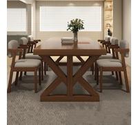 Stylish 63" Modern Walnut Wooden Dining Table Set for 4-6 with Z-Shaped Chairs, Solid Wood Kitchen Dining Room Furniture, Perfect for Home & Dining Spaces