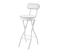 Stylish 70cm Folding Bar Stool with Padded Seat Steel Frame & Comfortable Backrest - Space-Saving High Chair for Kitchen & Bedroom (White 27.5in)