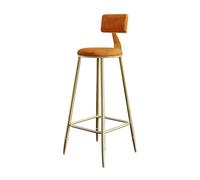 Stylish 75cm Counter Height Barstool with Backrest & Footrest Wrought Iron Frame t for Café Restaurant & Kitchen - Available in 6 Colors (Orange)