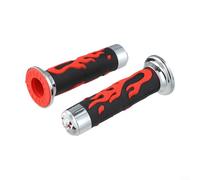 Stylish 78 Inch Soft Rubber Handlebar Grips for Motorcycles with Red Flame Skull Theme (Red)