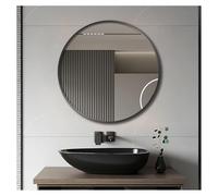 Stylish 80cm Round Black Metal Frame Mirror - Modern Wall Decor for Bathroom Entryway & Bedroom - Chic Circular Mirror for Home Decoration