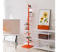 Stylish 9-Tier Metal Bookshelf with Back, Tall Narrow Ladder Design, Space-Saving Invisible Book Rack, Modern Orange Finish - Perfect for nizing Your Books!