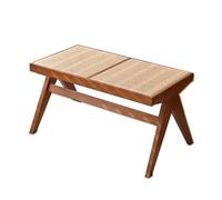 Stylish 90cm Solid Wood Dining Bench - Cherry Wood with PVC Rattan Woven Design for Dining Room & Living Room - Modern Seating Solution & Entrance Furniture