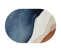 Stylish Abstract Blue Grey Oval Area Rug 160x210 cmWashableRug for Living Room Bedroom Office & Dining RoomFunctional Home Decor for Modern Spaces
