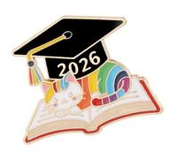 Stylish Academic Cap and Book Shaped Brooch Pin Zn Alloy Chest Ornament Coat Pin for 2026 Graduating Class Graduation Year Gift, One Size, as described, as described