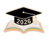 Stylish Academic Cap and Book Shaped Brooch Pin Zn Alloy Chest Ornament Coat Pin for 2026 Graduating Class Graduation Year Gift, One Size, as described, as described