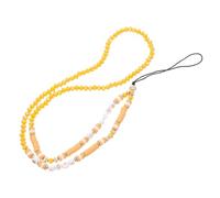 Stylish Acrylic Beaded Phone Pendant Mobile Phone Decor with Fine Workmanship for DIY Use Yellow Decorative Beads Design Hanging Chain Accessory