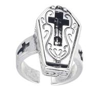 Stylish Adjustable Coffin Crosses Rings Versatile Skull Coffin Rings Finger For Everyday Wear And Special Event Hip Hop Fashion