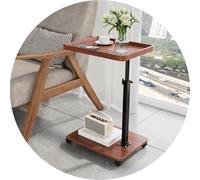 Stylish Adjustable Side Table with Black Metal Frame Rolling Snack Table for Living Room & Bedroom Versatile Coffee Table Modern Nightstand for Small Spaces