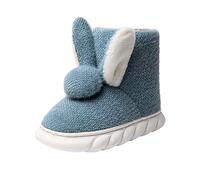 Stylish adorable slippers, women's winter plush slippers with rabbit motif, non-slip soles, cotton slippers, soft comfortable hat shoes, warm felt slippers, cuddly soft fluffy, blue, 7 UK