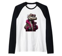 Stylish Alligator Portrait Fashion Reptile Wine Graphic Raglan Baseball Tee