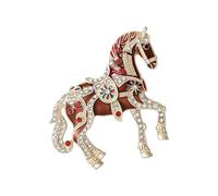 Stylish Alloy Horse Brooch with Enameled Surfaces and Crystal Accent Sparkling Rhinestones Lapel Pin Accessories Horse Enameled Pin