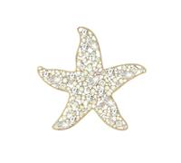 Stylish Alloy Starfishes Pin Featuring Crystal Accents Stone Studded Brooch Perfect for Offices or Party Wear Alloy Starfishes Pin