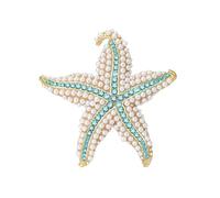 Stylish Alloy Starfishes Pin Featuring Crystal Accents Stone Studded Brooch Perfect for Offices or Party Wear Starfishes Brooch