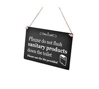 Stylish and Bold, Black and White, SANITARY BIN Sign Plaque Notice for Toilet, Bathroom, W.C
