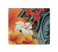 Stylish and Portable Small Flowers and Hawaiian Tribal Patterns on Black Background Printed Coin Purse, Perfect for Backpacks, Shoulder Bags, Pockets, Etc.