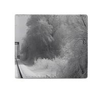 Stylish and Portable Small Snowy Train Tracks Printed Coin Purse, Perfect for Backpacks, Shoulder Bags, Pockets, Etc.