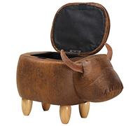 Stylish Animal Foot Stool,Small Cow Shape Ottoman with Storage,Leather Footrest with Legs for Living Room,Dressing Room,Bedroom,Playroom,Nursery