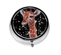 Stylish Animal Giraffe This Small, Round, Three-Compartment Travel Pill Box is Perfect for Storing Daily medications, Vitamins, and on-The-go.