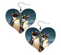 Stylish Animal Penguin Leather Earrings for Women Heart Earrings Lightweight Dangle Drop Earrings Cute Jewelry Gift, One Size, No Gemstone