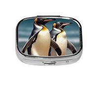 Stylish Animal Penguin Pill Case 2 Compartment Pill Box Portable Metal Pill Organizer Cute Travel Pill Container Vitamin Organizer for Purse Pocket Travel Gift