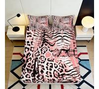 Stylish animal print 3D Printed Fitted Sheet, pink zebra and leopard pattern, Microfiber soft touch, apartment bedding, wrinkle resistant, bedroom decor, easy to remove, dustproof 90x200x25cm