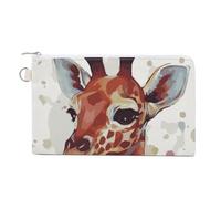 Stylish Animal Watercolor Giraffe Coin Purse Lightweight Change Purse Mini Zipper Tool Bag Canvas Coin Wallets,Women Men