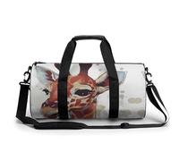 Stylish Animal Watercolor Giraffe Gym Bag Lightweight Cylindrical Gym Bag Dry Wet Separated Duffel Pocket for Women Men