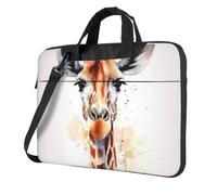 Stylish Animal Watercolor Giraffe Laptop Shoulder Bag For Men Women Briefcase Messenger Bag W/Strap Handle Waterproof Laptop Sleeve Bag 13 Inch