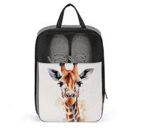 Stylish Animal Watercolor Giraffe Shoe Bag Travel Shoe Organizer Water-Resistant Shoe Pouch with Zipper Sneaker Dust Bag, gray, One Size, Modern
