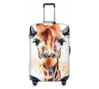 Stylish Animal Watercolor Giraffe Travel Luggage Cover Suitcase Protector Washable Elastic Suitcase Cover Anti-Scratch Luggage Protector Travel Suitcase Baggage Cover Fits 18-32 Inch Suitcase, Black