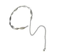 Stylish Antique Silver Tone Leaf Pattern Belt Chain Portable Fashion Accessory For Casual Outfits And Festival Wear